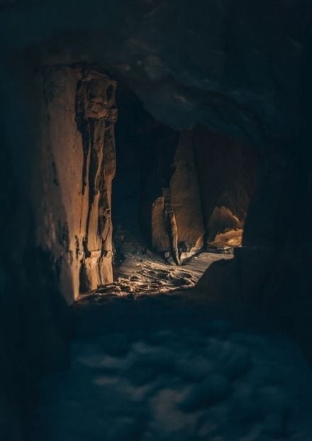the luminous dead representation of a cave passage