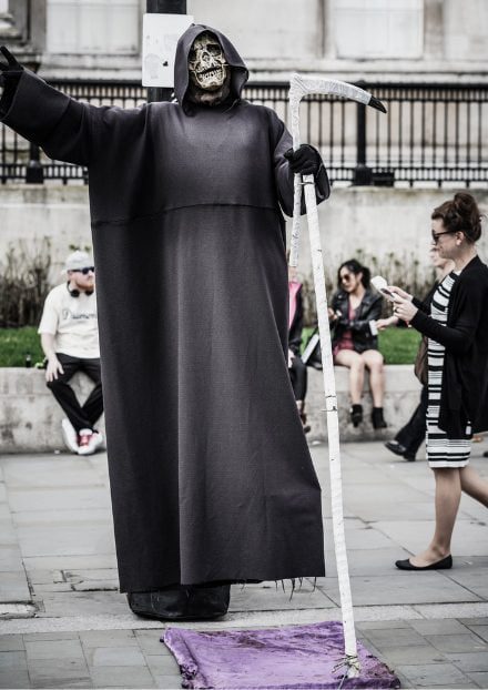 Scythe with robe and ring