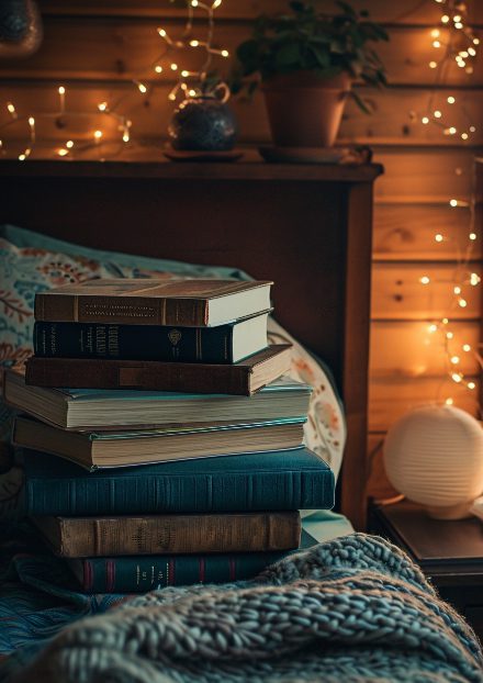 books on a nightstand
