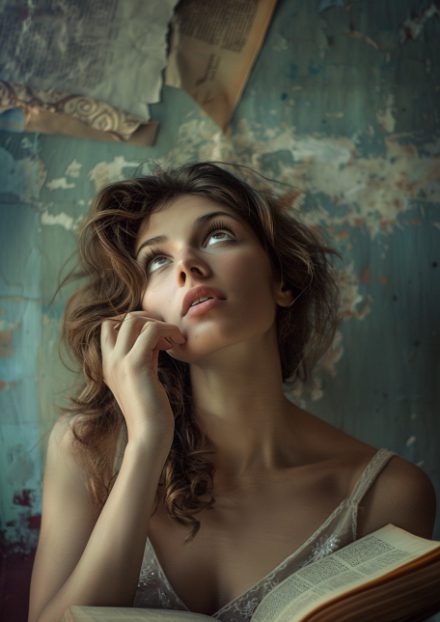 woman-pondering-a-question-reading-book