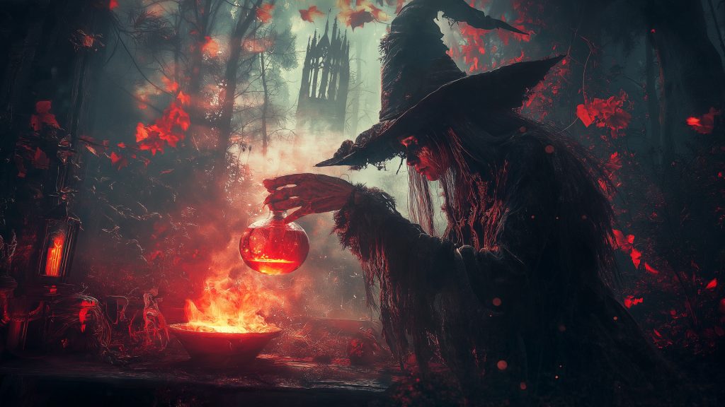 witch brewing potion in literature